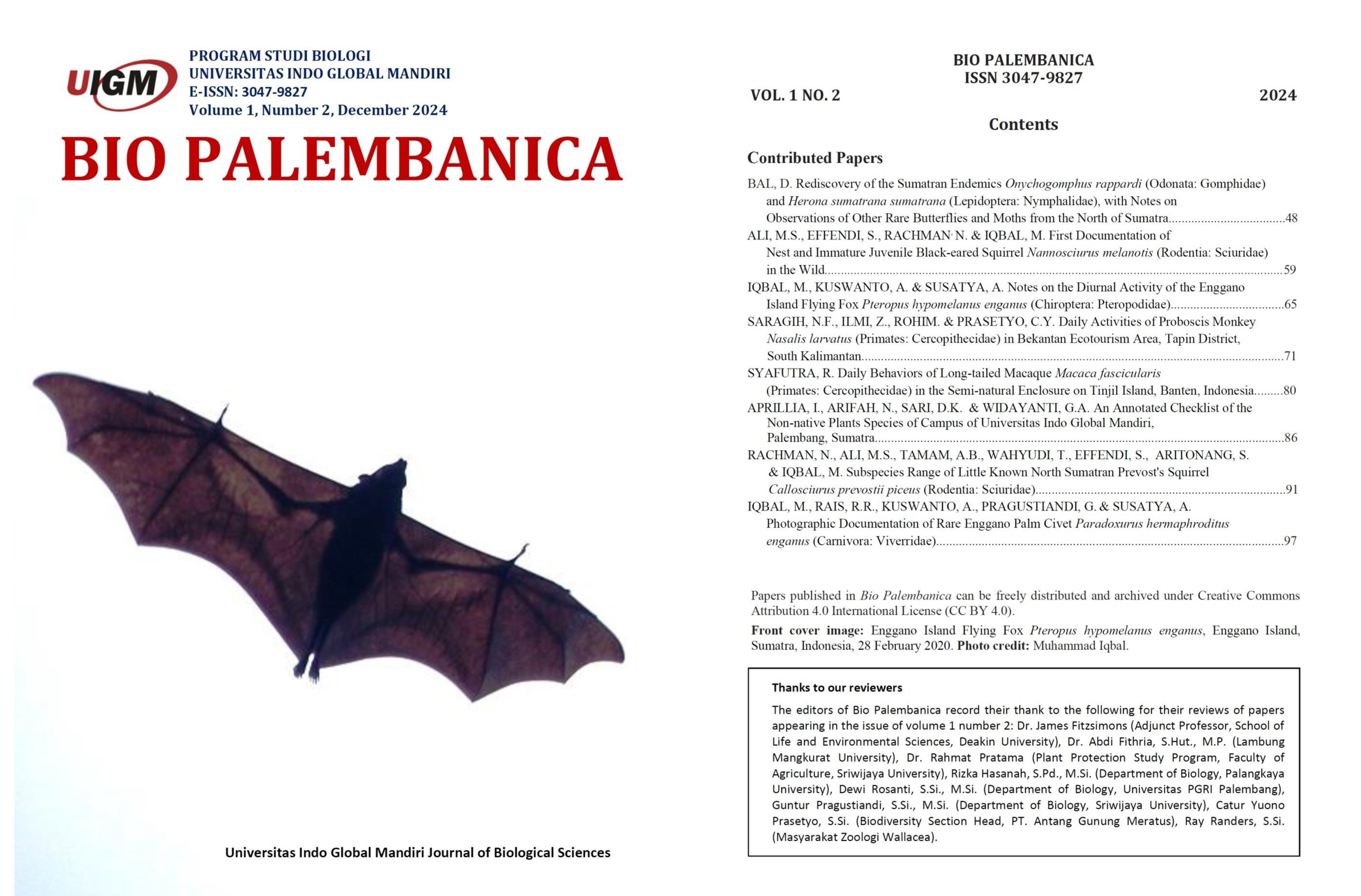 					View Vol. 1 No. 2 (2024): Bio Palembanica
				